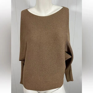 Chicos Womens Dolman Sleeve Metallic Gold Knit Sweater Size 1 (small)